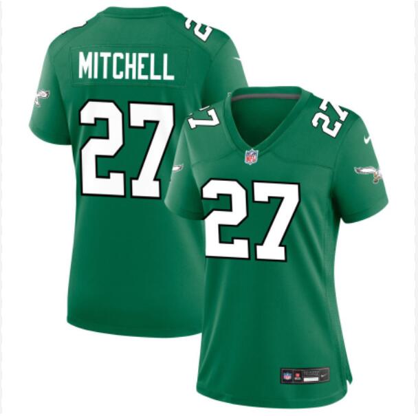 Women Nike Philadelphia Eagles 27 Quinyon Mitchell green Game 2024 NFL Jersey